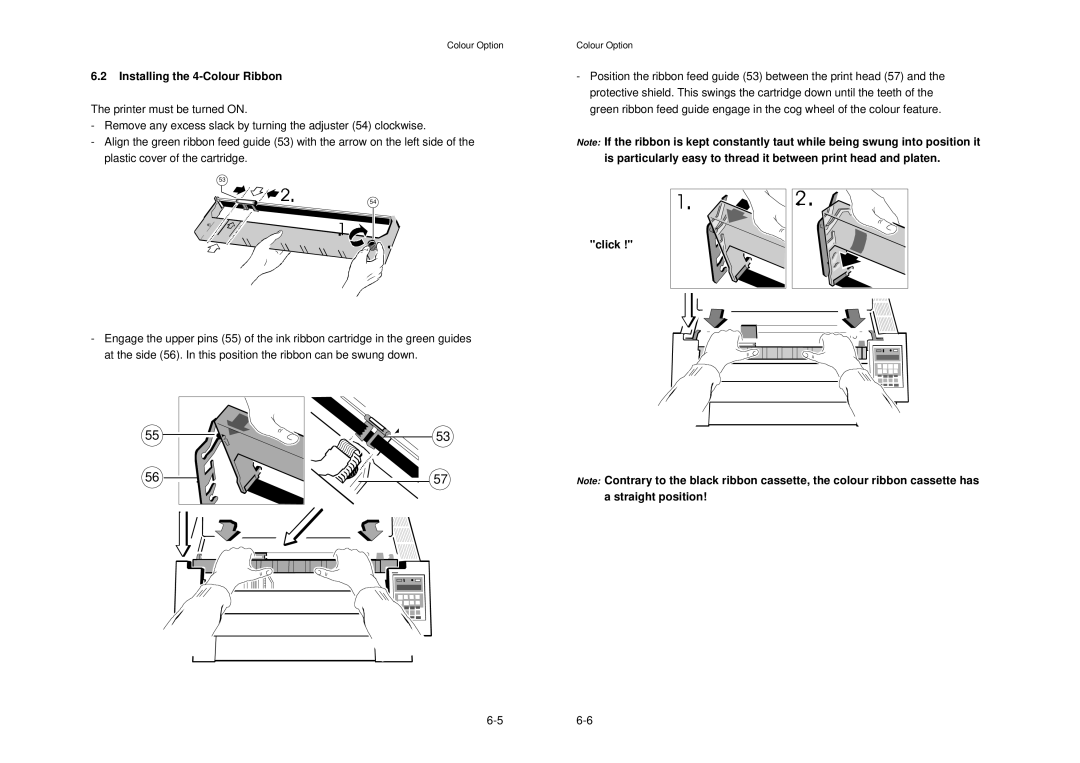 Epson MTX 1345 manual Installing the 4-Colour Ribbon, Click 