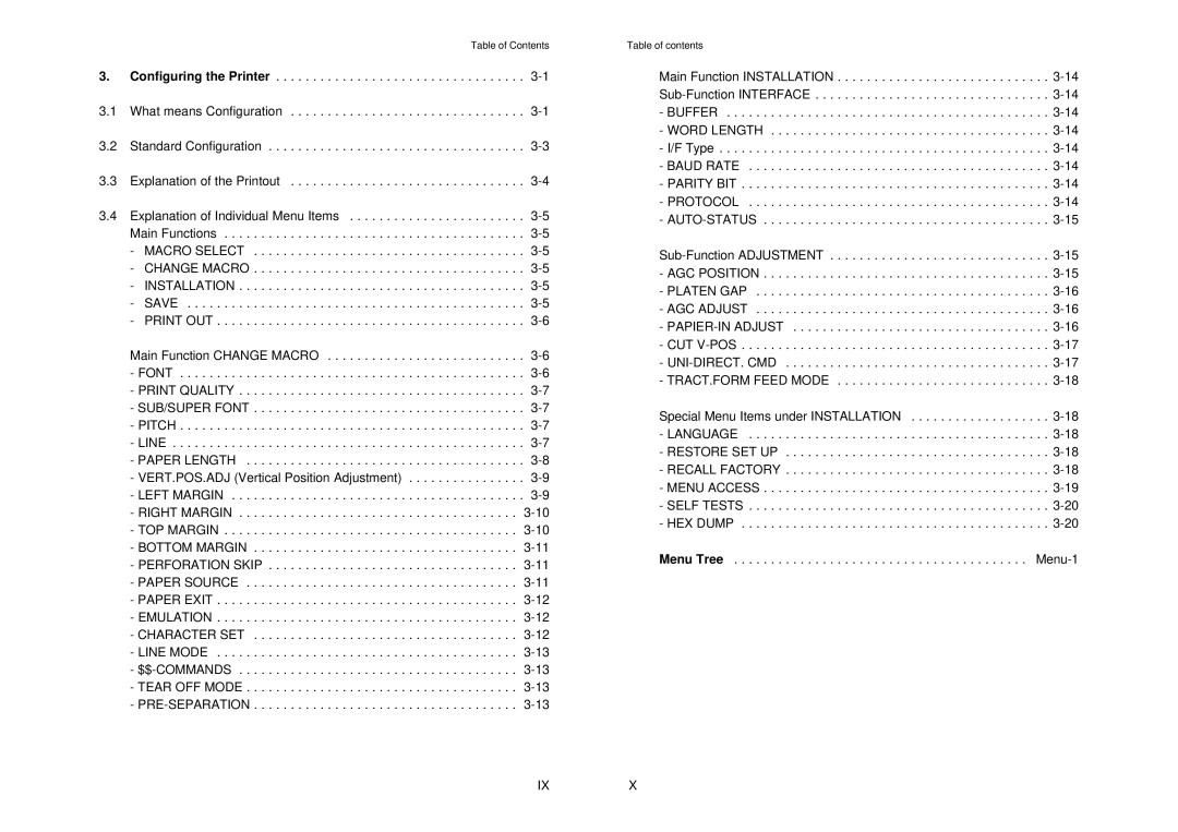 Epson MTX 1345 manual Macro Select Change Macro Installation Save Print OUT, Menu Tree Menu-1, Ixx 