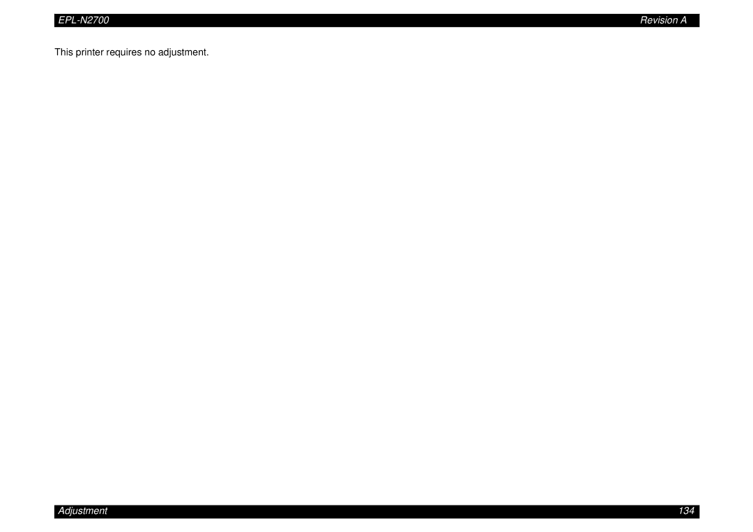 Epson N2700 manual Adjustment 134 