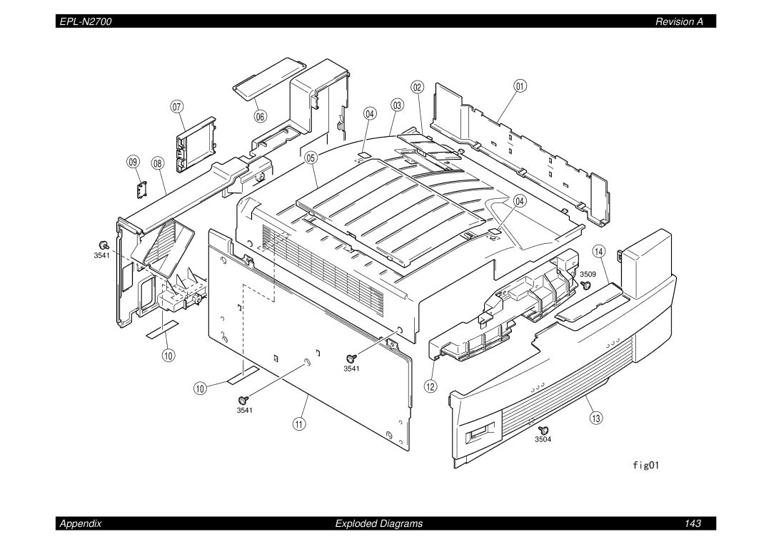 Epson N2700 manual Appendix Exploded Diagrams 143 