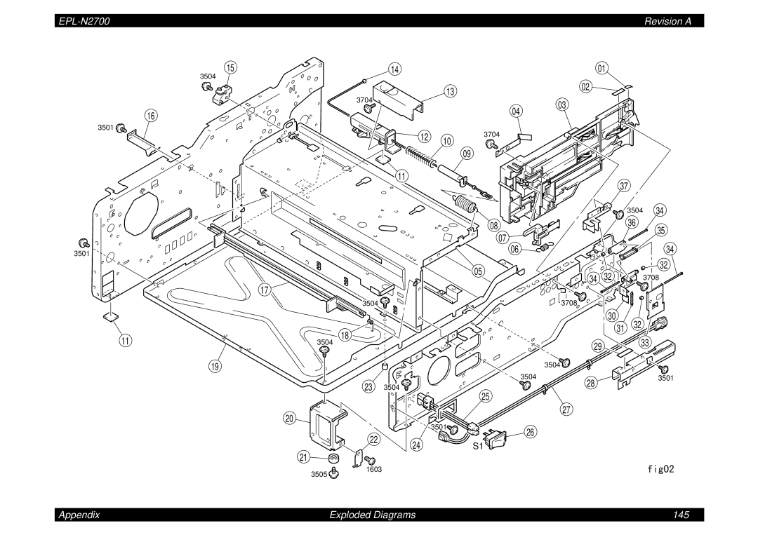 Epson N2700 manual Appendix Exploded Diagrams 145 