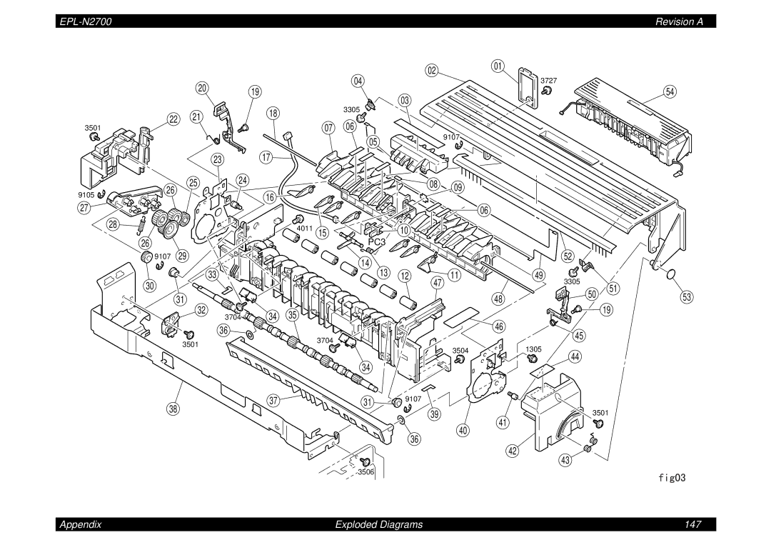 Epson N2700 manual Appendix Exploded Diagrams 147 