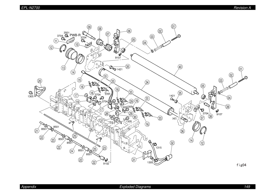 Epson N2700 manual Appendix Exploded Diagrams 149 