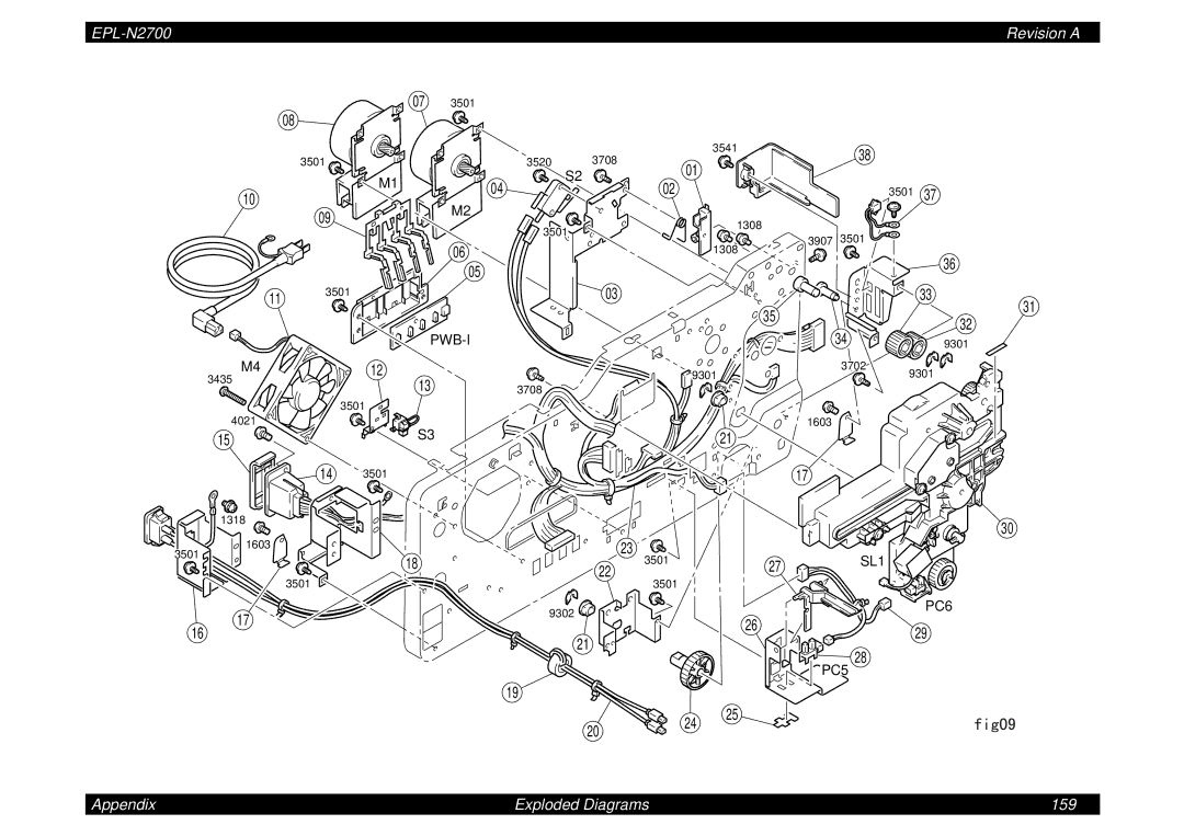 Epson N2700 manual Appendix Exploded Diagrams 159 