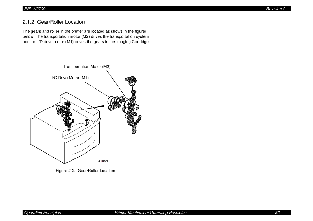 Epson N2700 manual Gear/Roller Location 