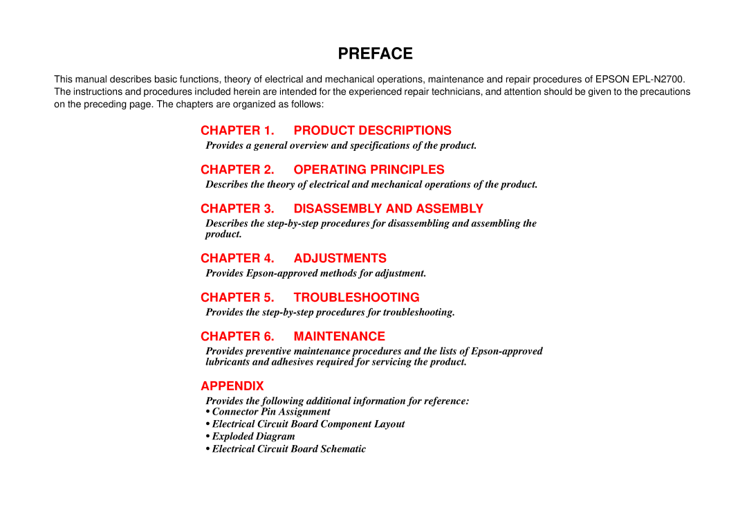 Epson N2700 manual Preface 