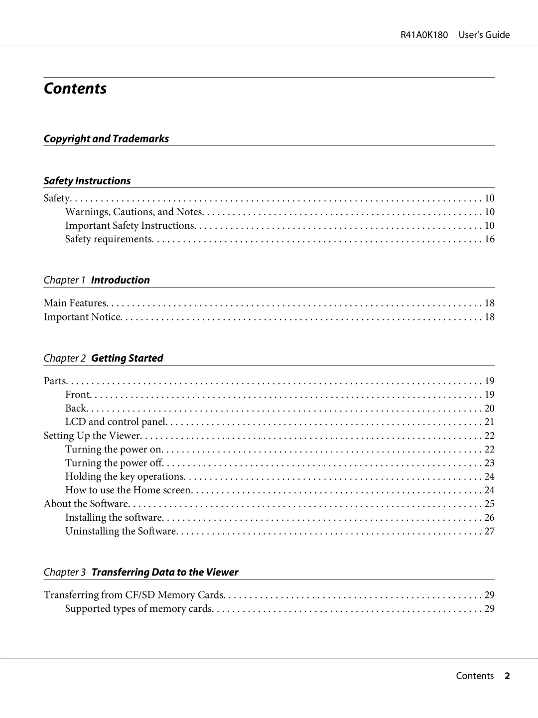 Epson P-6000 manual Contents 