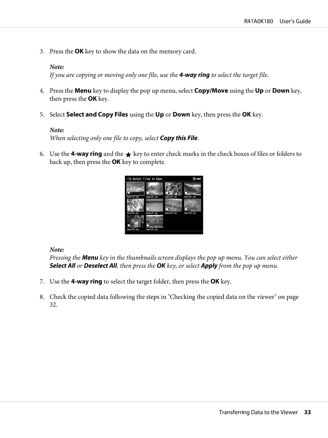 Epson P-6000 manual When selecting only one file to copy, select Copy this File 