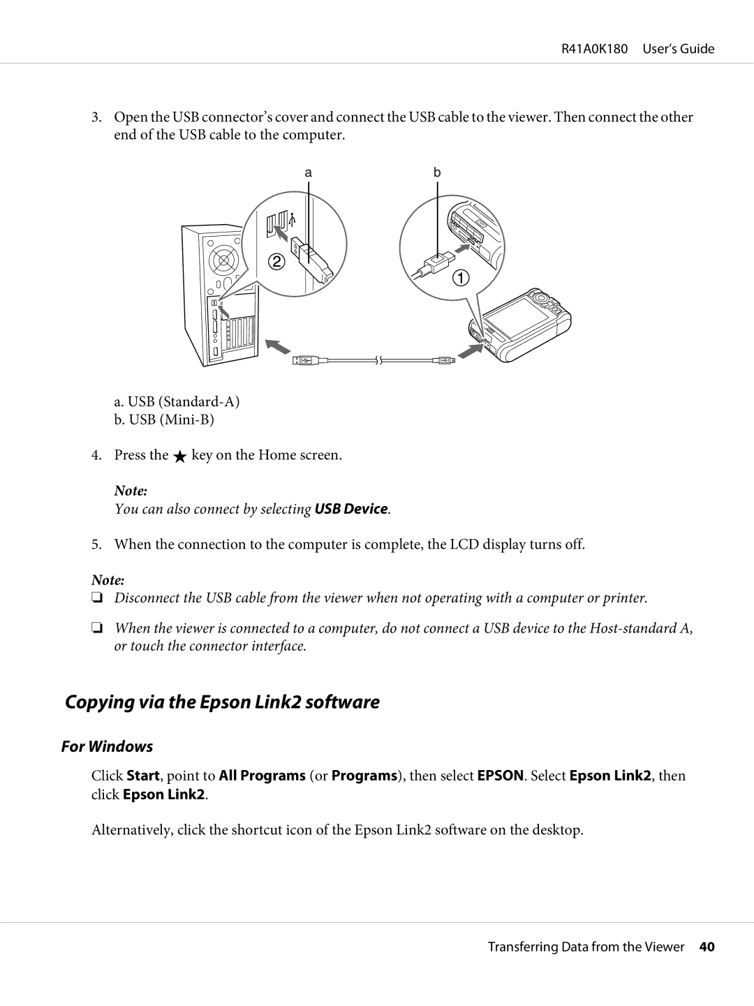 Epson P-6000 manual Copying via the Epson Link2 software, For Windows 