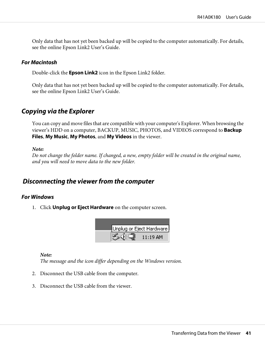 Epson P-6000 manual Copying via the Explorer, Disconnecting the viewer from the computer, For Macintosh 