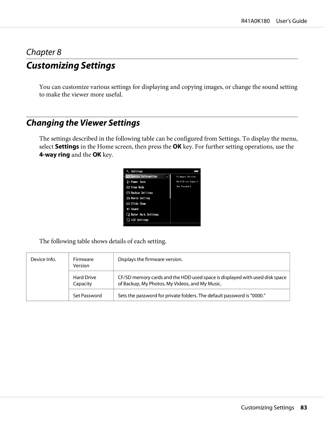 Epson P-6000 manual Customizing Settings, Changing the Viewer Settings 