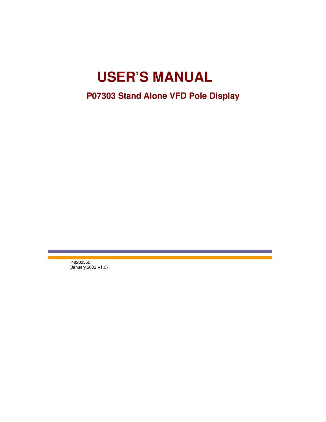 Epson P07303 user manual USER’S Manual 