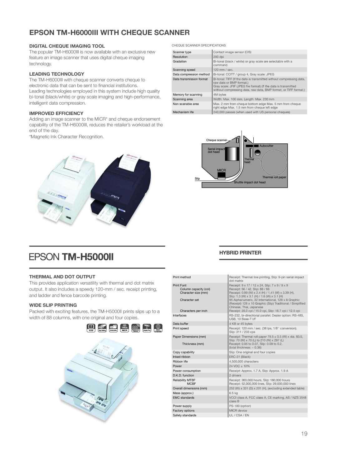 Epson P60 Digital Cheque Imaging Tool, Leading Technology, Improved Efficiency, Thermal and DOT Output, Wide Slip Printing 