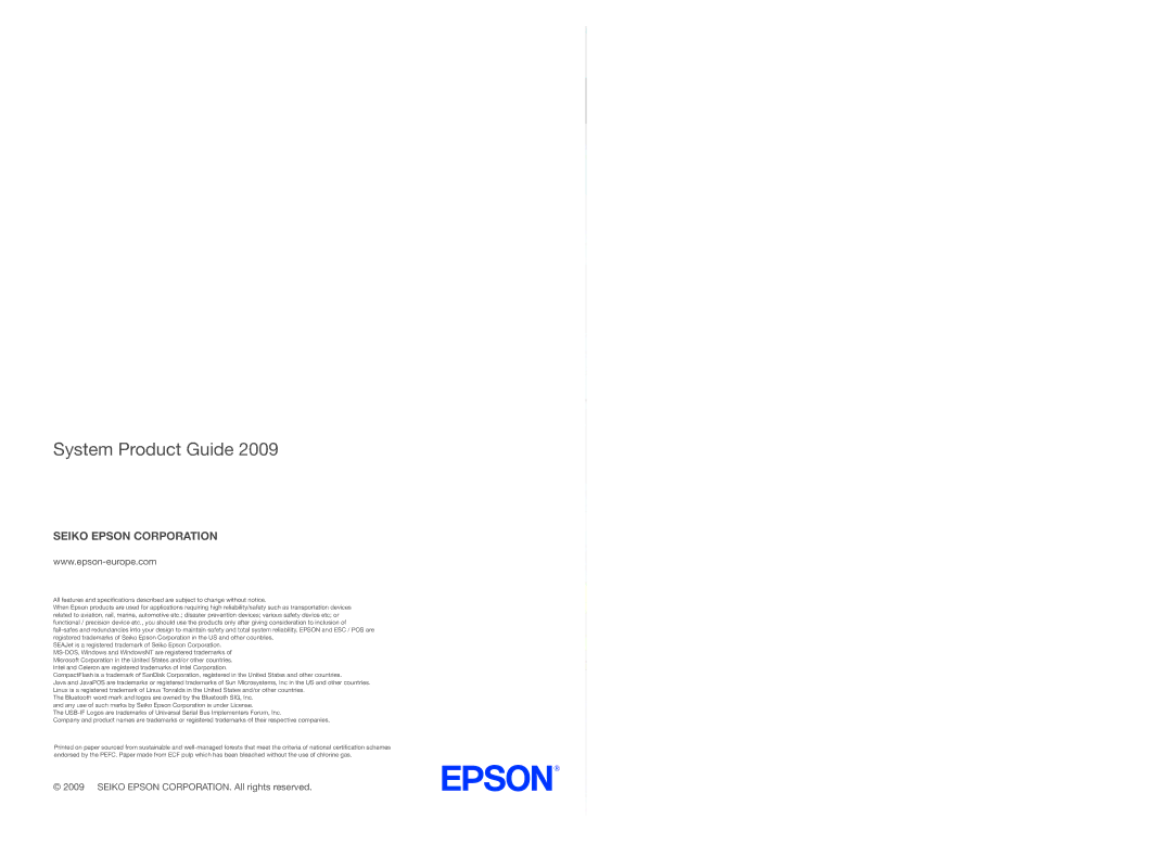 Epson P60 manual System Product Guide 