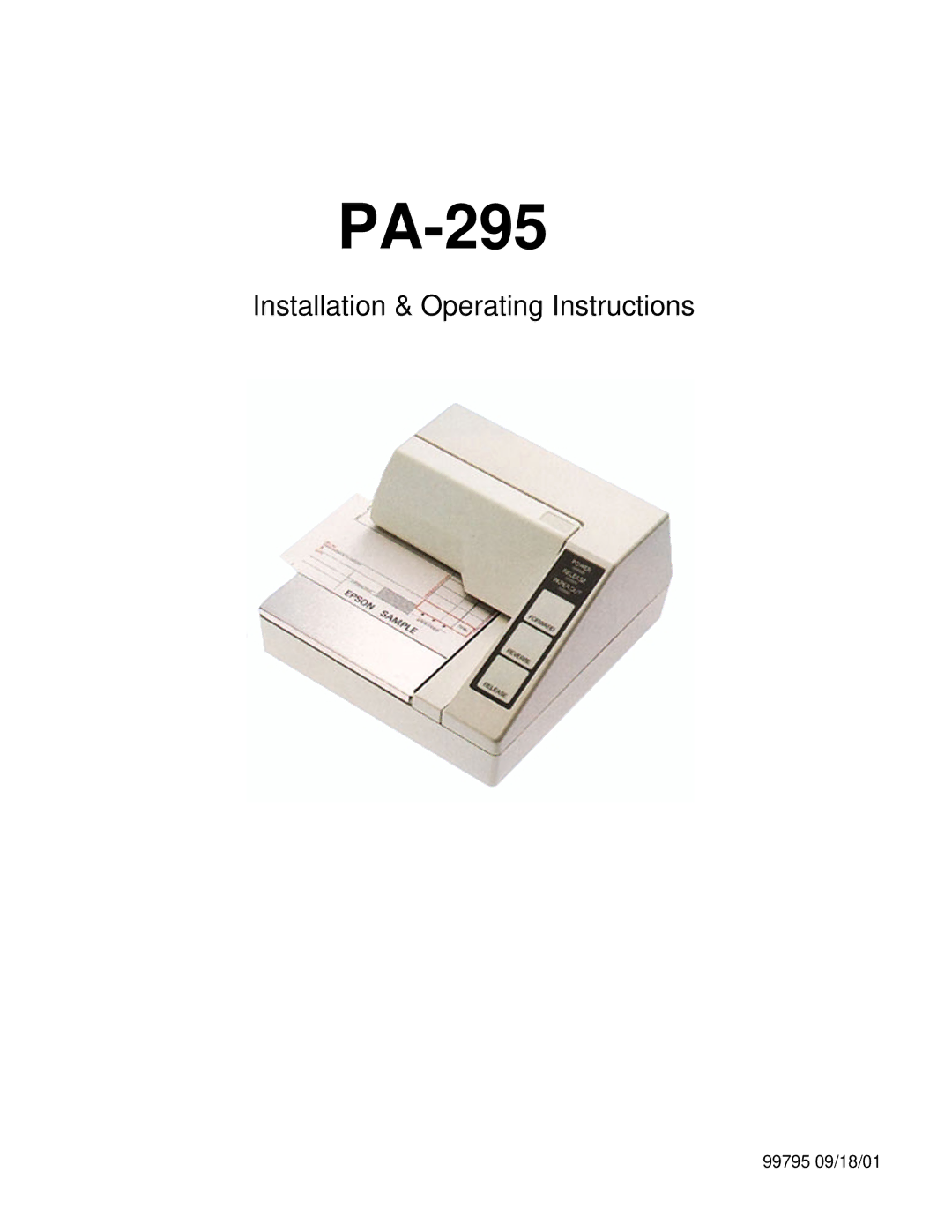 Epson PA-295 operating instructions 