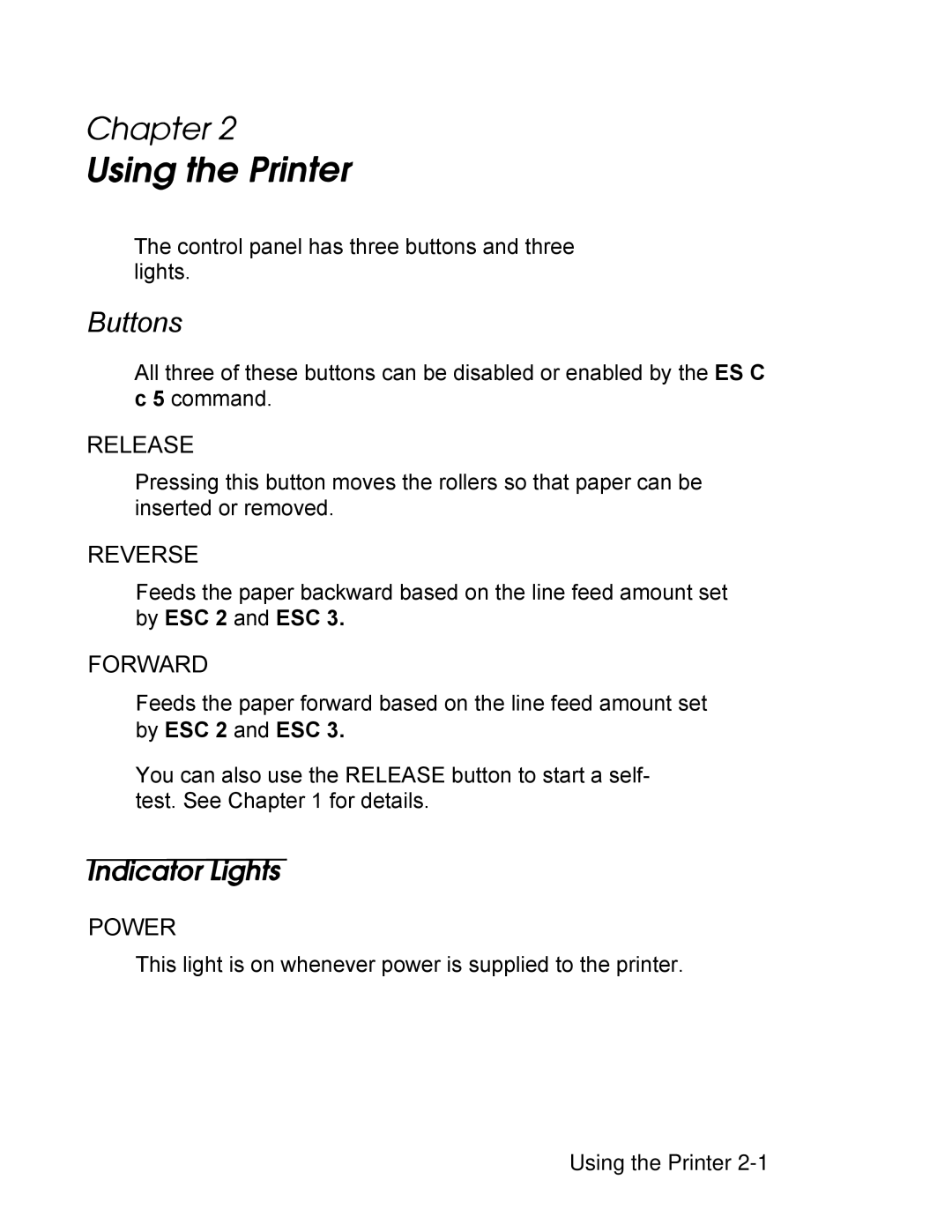 Epson PA-295 operating instructions Buttons 