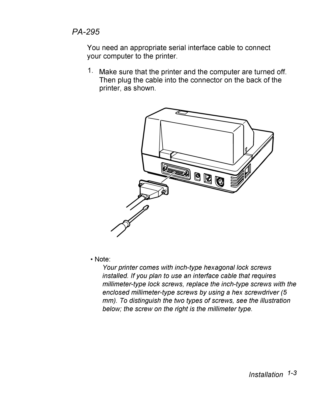 Epson PA-295 operating instructions 