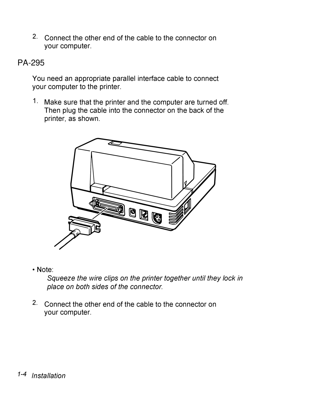 Epson PA-295 operating instructions 