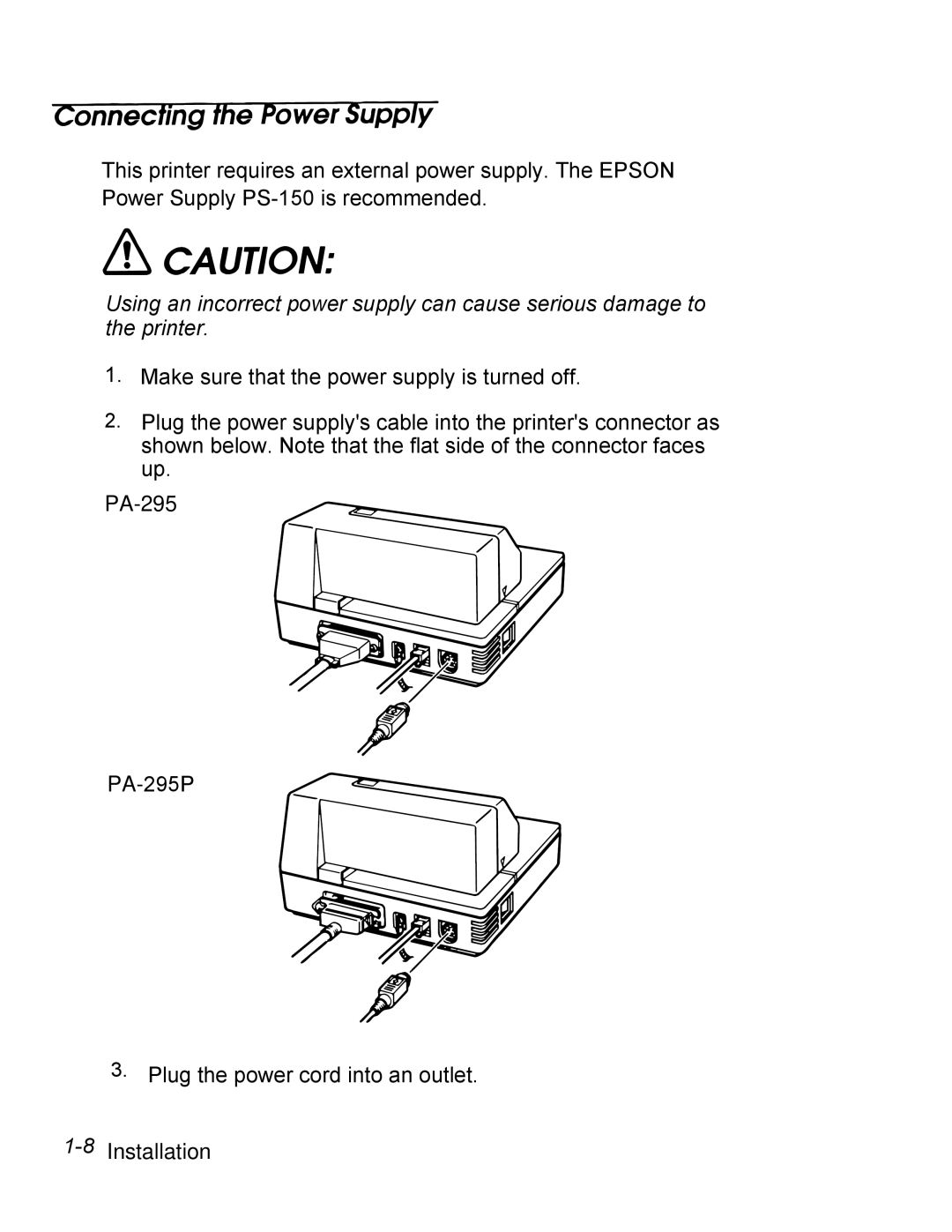 Epson PA-295 operating instructions 