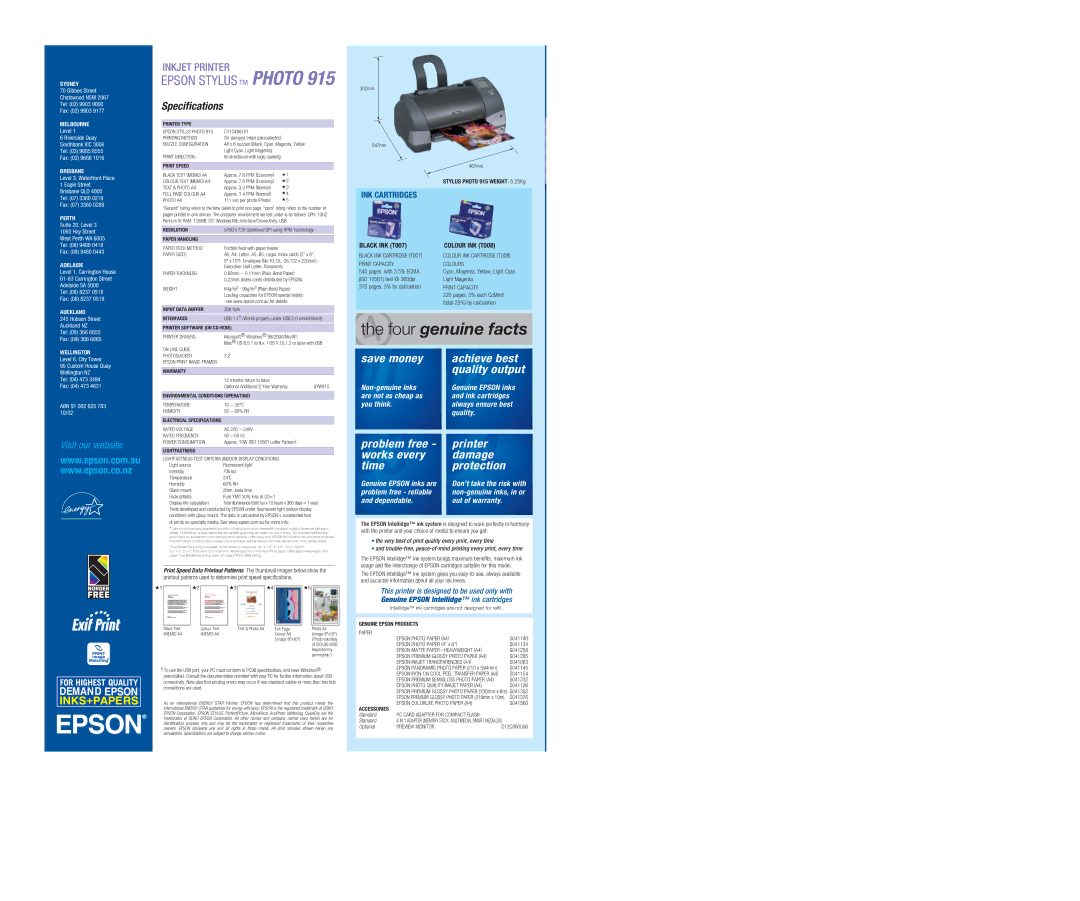 Epson PHOTO 915 specifications Four genuine facts 