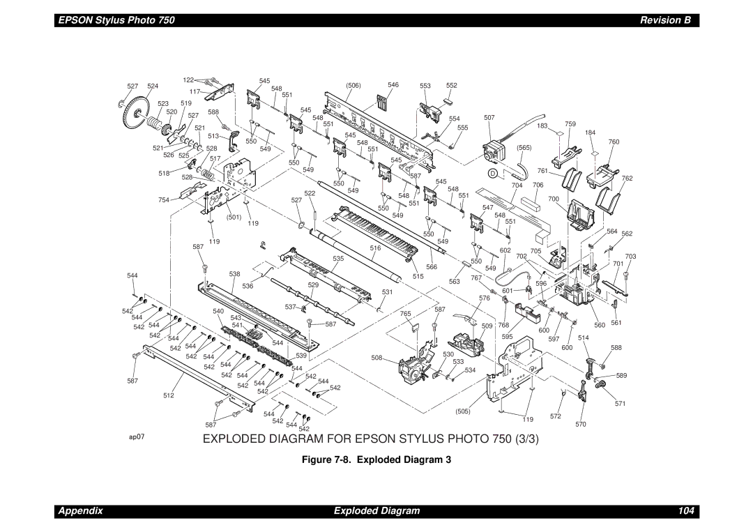 Epson Photo750 manual Exploded Diagram for Epson Stylus Photo 750 3/3 