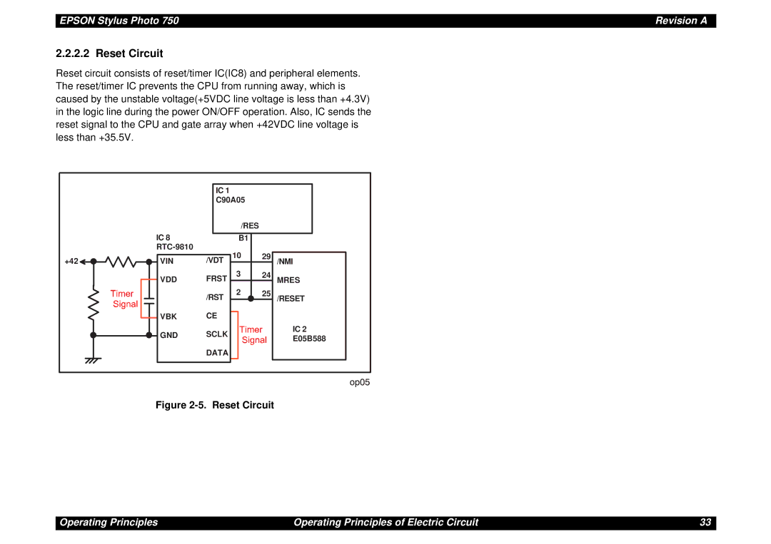 Epson Photo750 manual Reset Circuit 