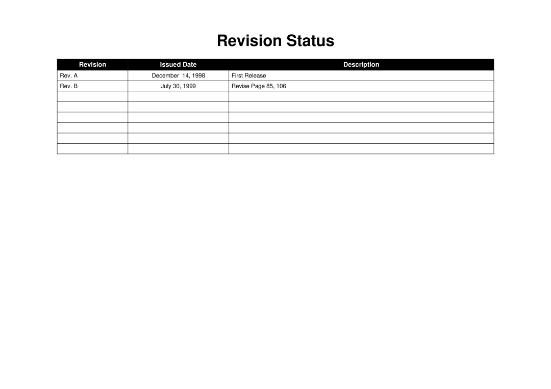 Epson Photo750 manual Revision Status 