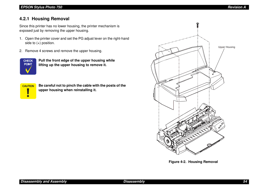 Epson Photo750 manual Housing Removal 