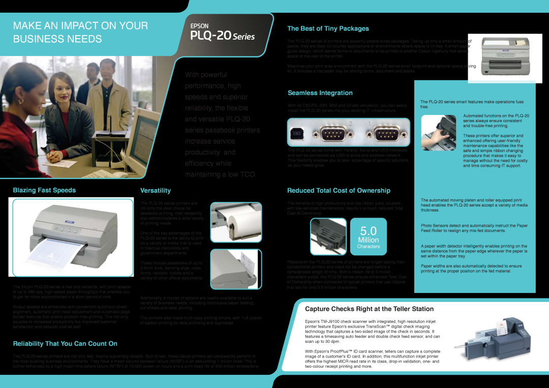 Epson PLQ-20 Series Make An Impact On Your Business Needs, Million, With powerful, The Best of Tiny Packages, Versatility 