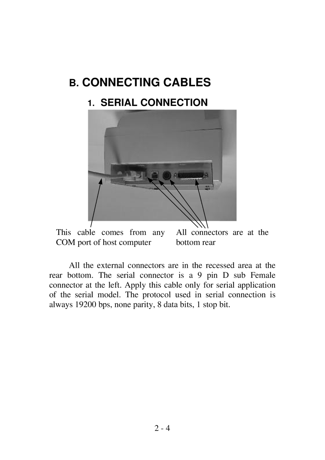 Epson PP4000 manual Connecting Cables, Serial Connection 