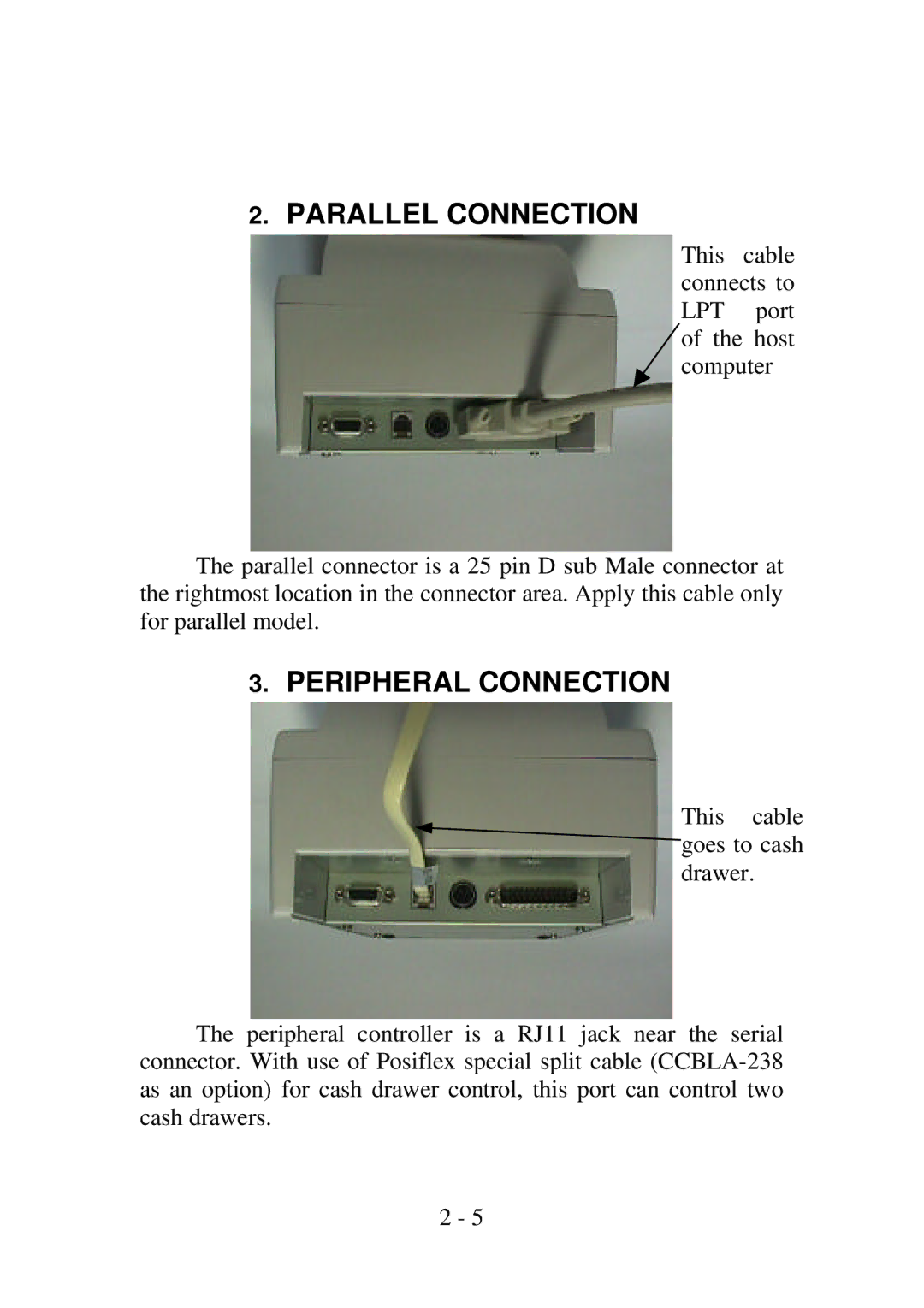 Epson PP4000 manual Parallel Connection, Peripheral Connection 