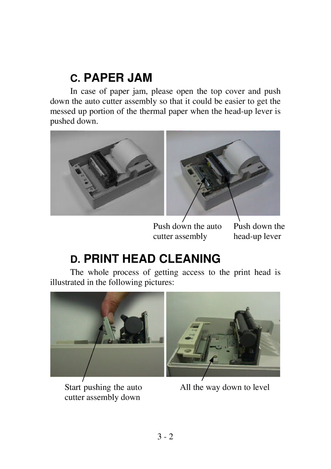 Epson PP4000 manual Paper JAM, Print Head Cleaning 