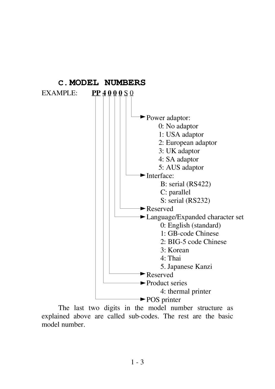 Epson PP4000 manual Model Numbers, Example 