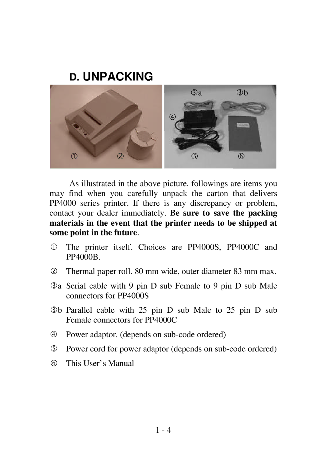 Epson PP4000 manual Unpacking 