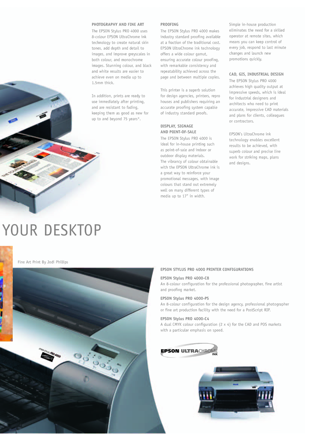 Epson Pro 4000 manual Your Desktop 