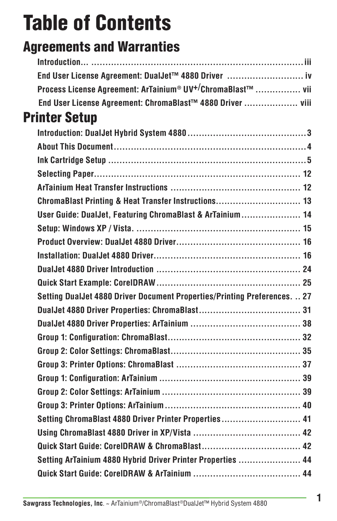 Epson PRO 4880 manual Table of Contents 