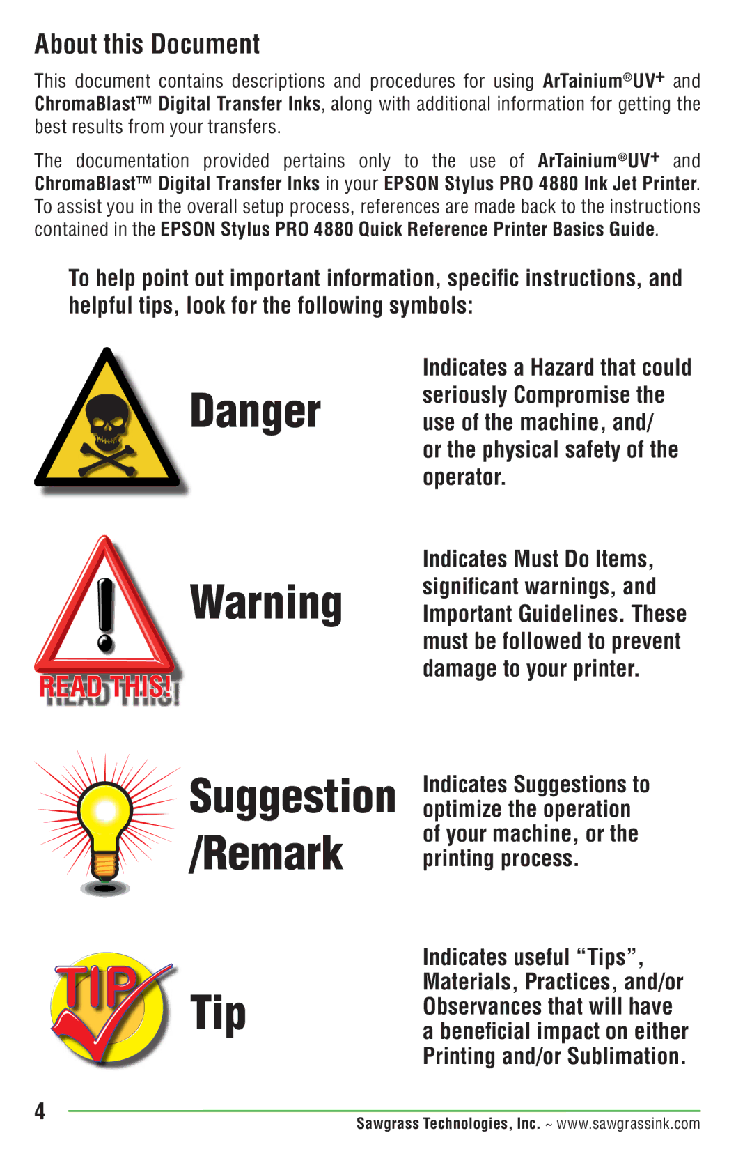 Epson PRO 4880 manual About this Document, Or the physical safety of the operator 