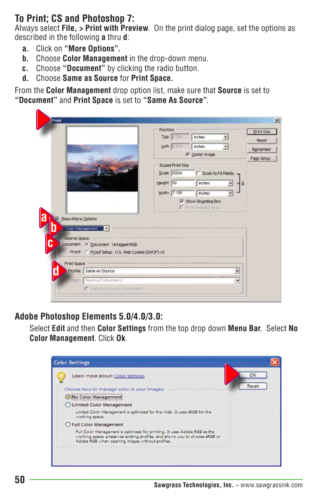 Epson PRO 4880 manual To Print CS and Photoshop, Choose Same as Source for Print Space 