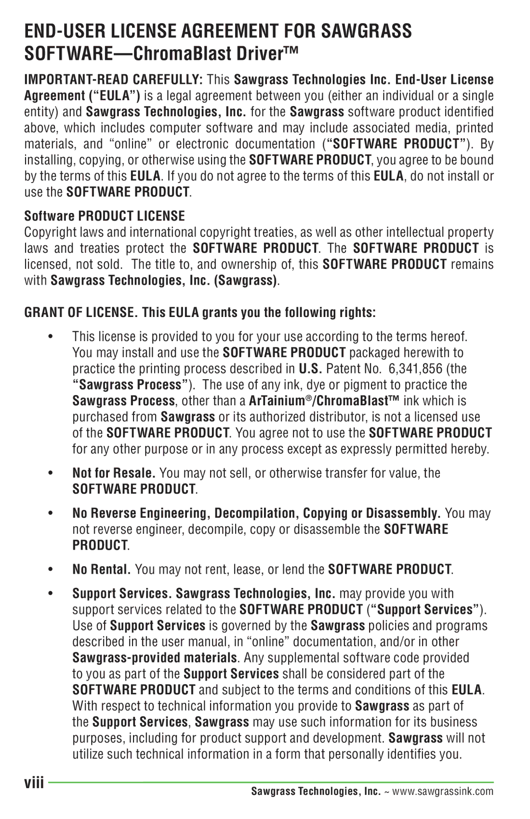 Epson PRO 4880 manual Viii, Grant of LICENSE. This Eula grants you the following rights 