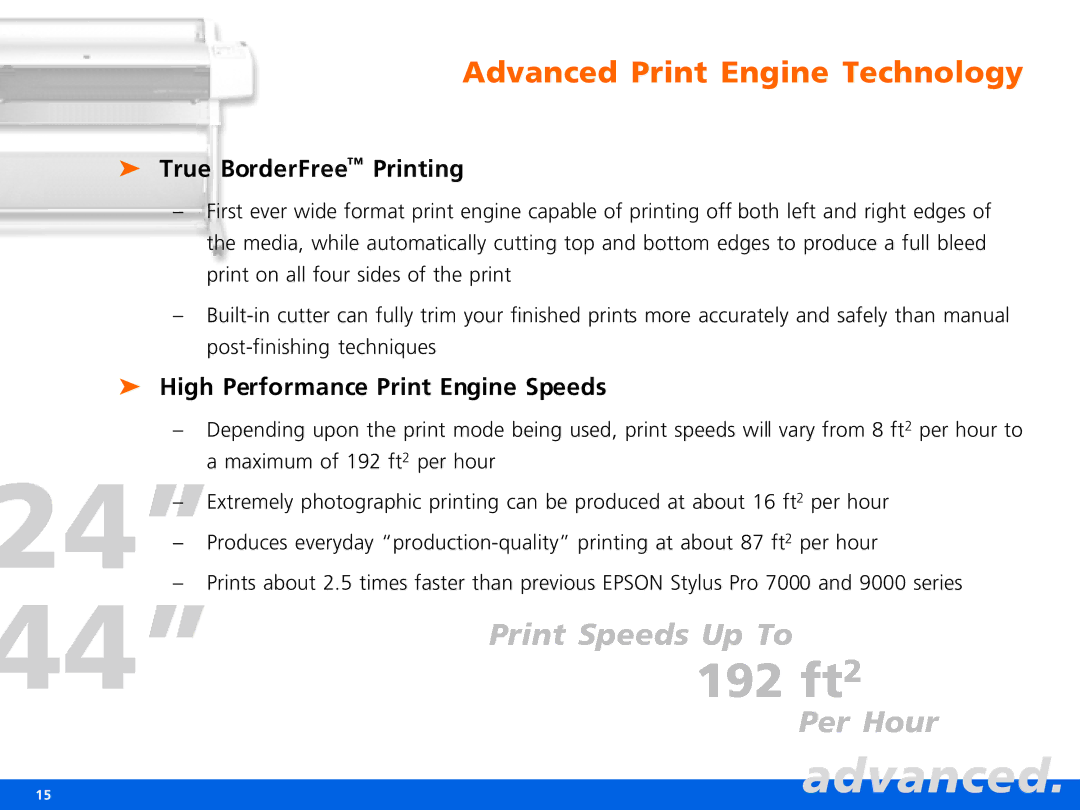 Epson Pro 7600, Pro 9600 manual True BorderFree Printing, High Performance Print Engine Speeds 