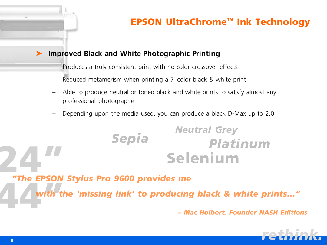 Epson Pro 9600, Pro 7600 manual Selenium, Improved Black and White Photographic Printing 