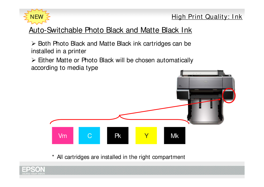 Epson Pro 9700, Pro 7700 manual Auto-Switchable Photo Black and Matte Black Ink 