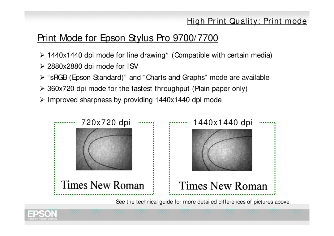 Epson Pro 7700 manual Print Mode for Epson Stylus Pro 9700/7700 