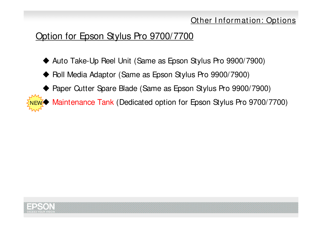 Epson Pro 7700 manual Option for Epson Stylus Pro 9700/7700 