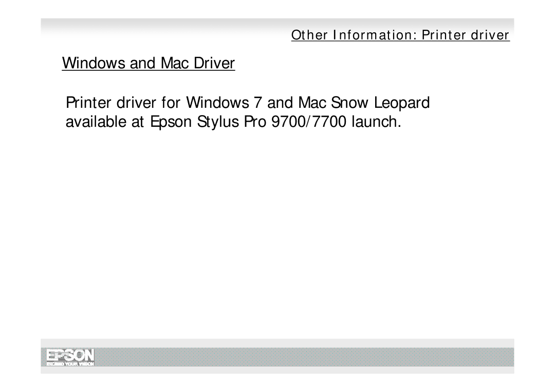 Epson Pro 9700, Pro 7700 manual Other Information Printer driver 