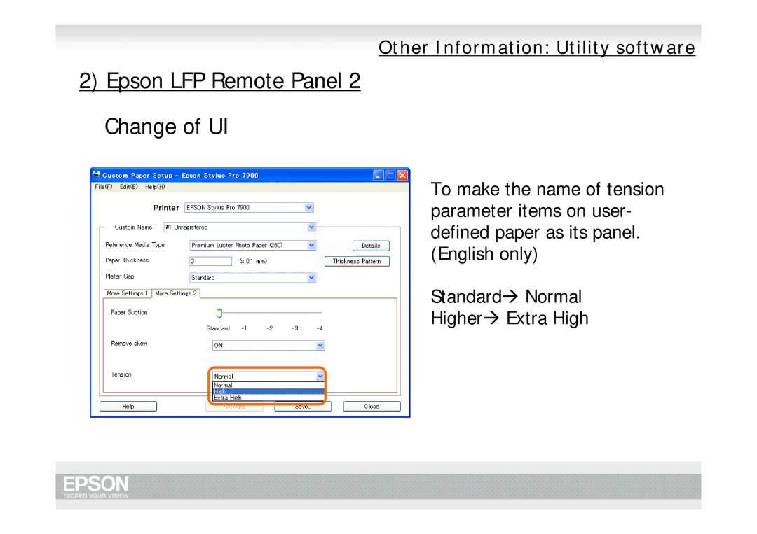 Epson Pro 7700, Pro 9700 manual Epson LFP Remote Panel 2 Change of UI 