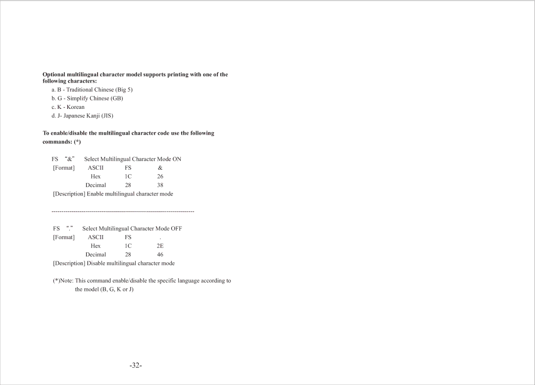 Epson PRP-080 user manual Ascii 