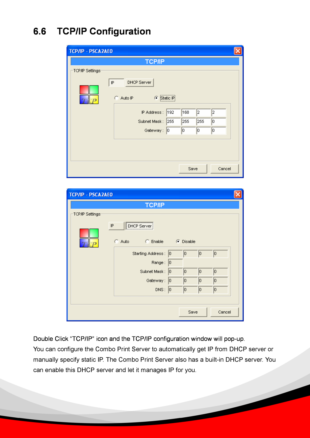 Epson PS-1216U user manual 6.6 TCP/IP Configuration 