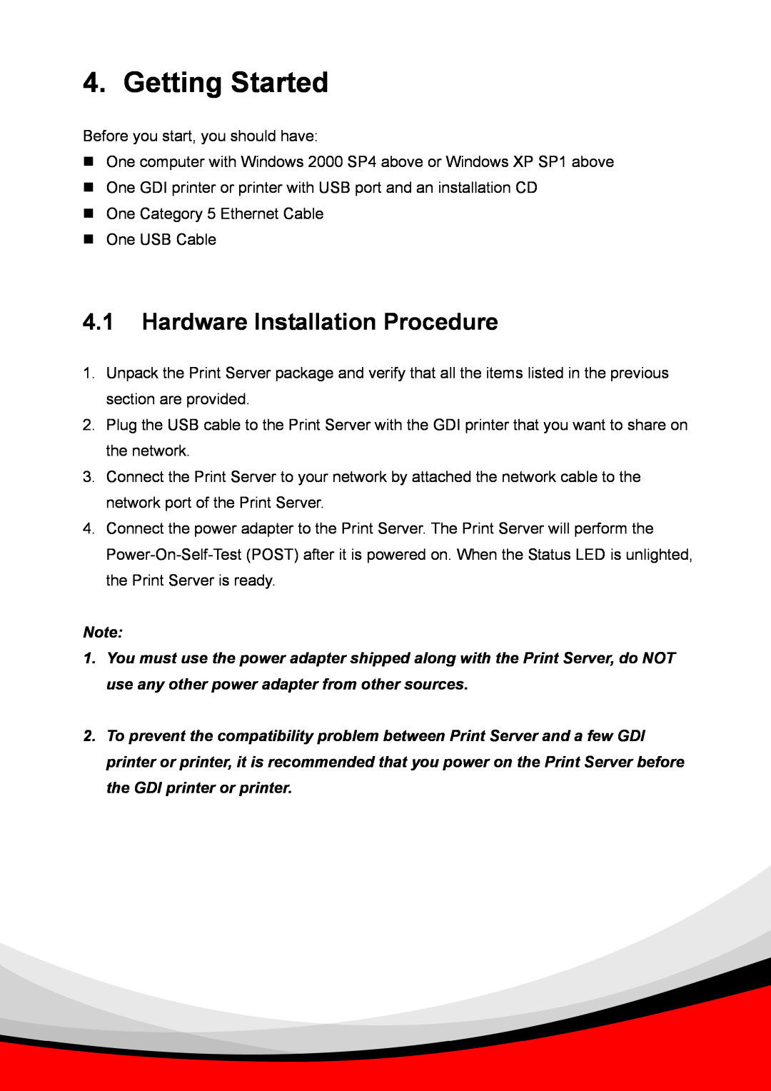 Epson PS-1216U user manual Getting Started, Hardware Installation Procedure 