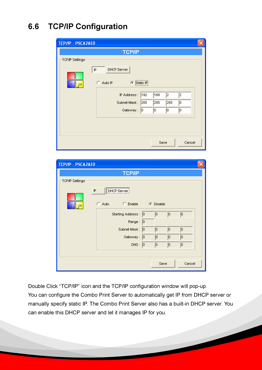 Epson PS-1216U user manual TCP/IP Configuration 